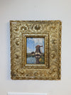 The Mill Pond in its ornate antique gilt frame hanging on a light wall